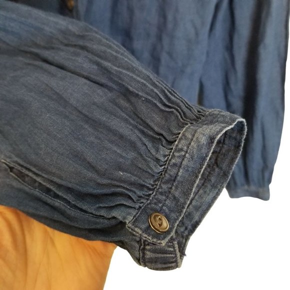 J. Crew Womens 2 Blue Chambray Long Sleeves Half B - Picture 4 of 8